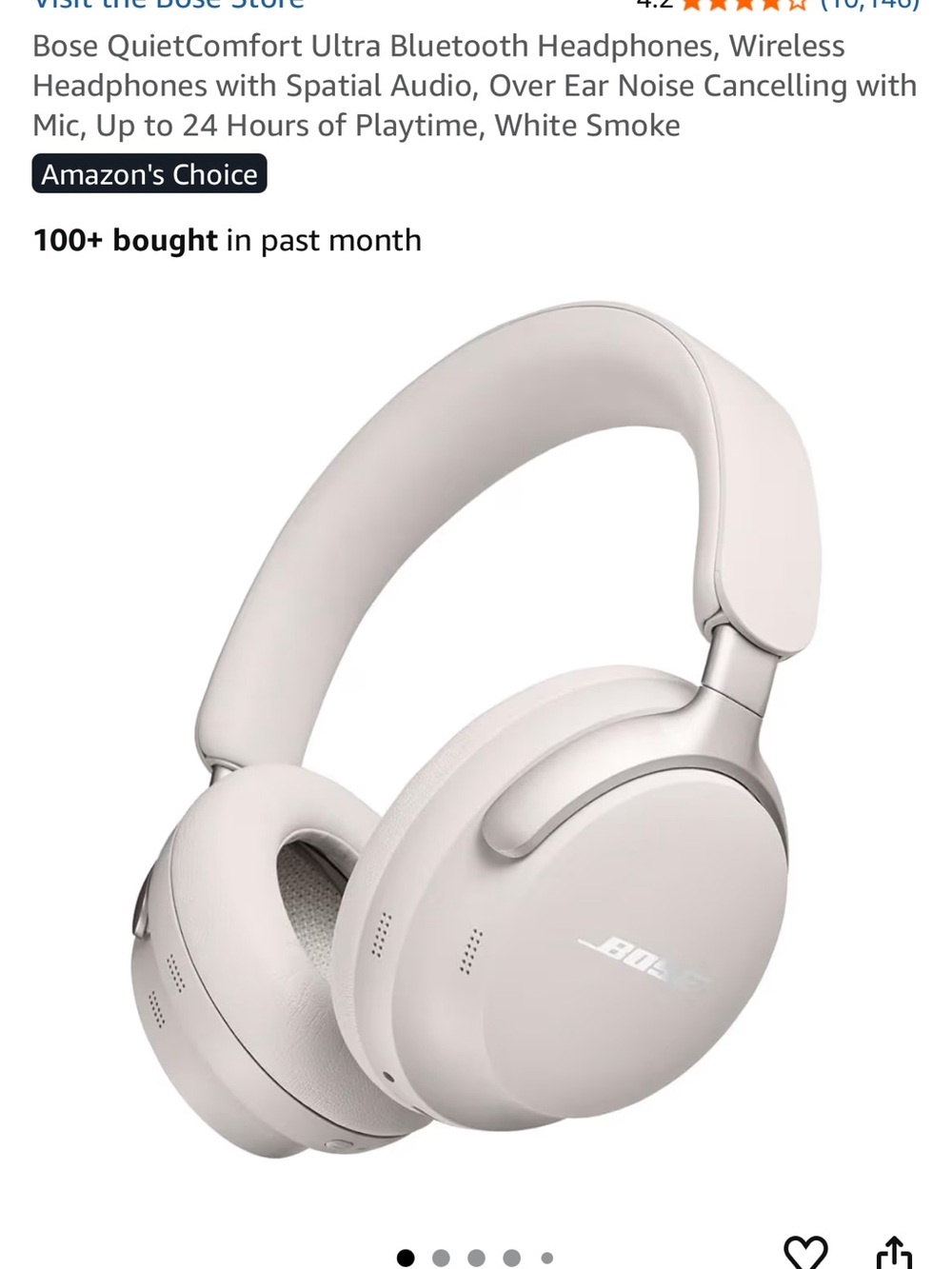 Bose QuietComfort Ultra Over-Ear Headphones — White Smoke